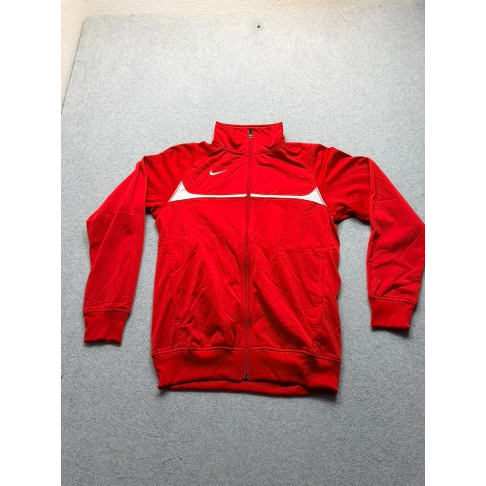 Nike Womens Red Full Zip Track Jacket White Accents Size Small